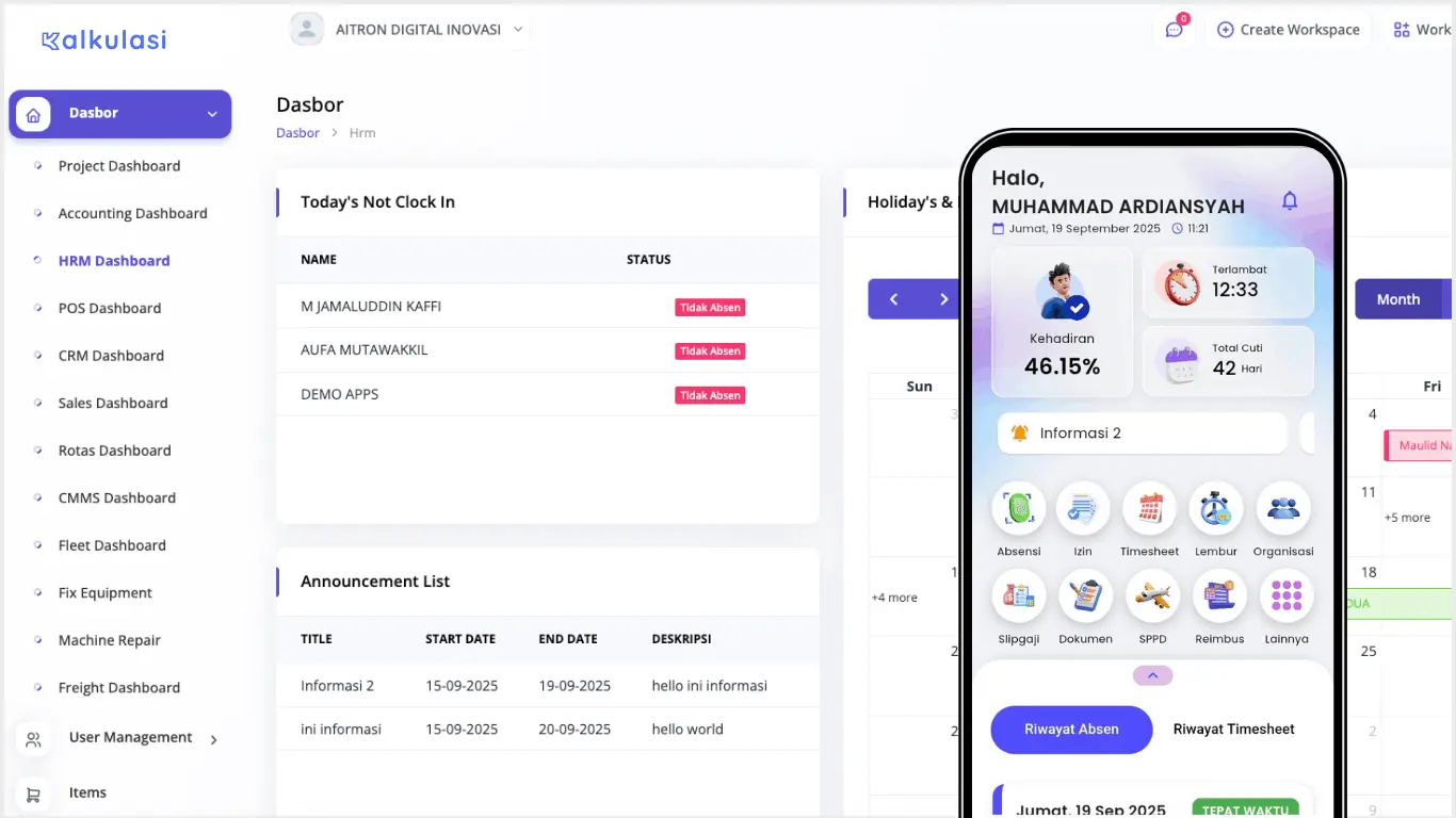 Kalkulasi – aplikasi HRIS & payroll